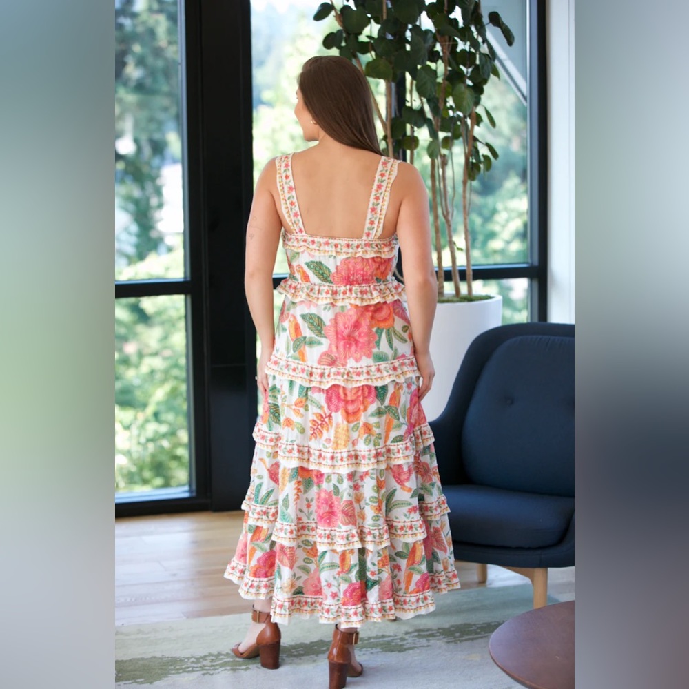 🥭FARM RIO Macaw Bloom Ruffle Tiered Sundress - Picture 13 of 16